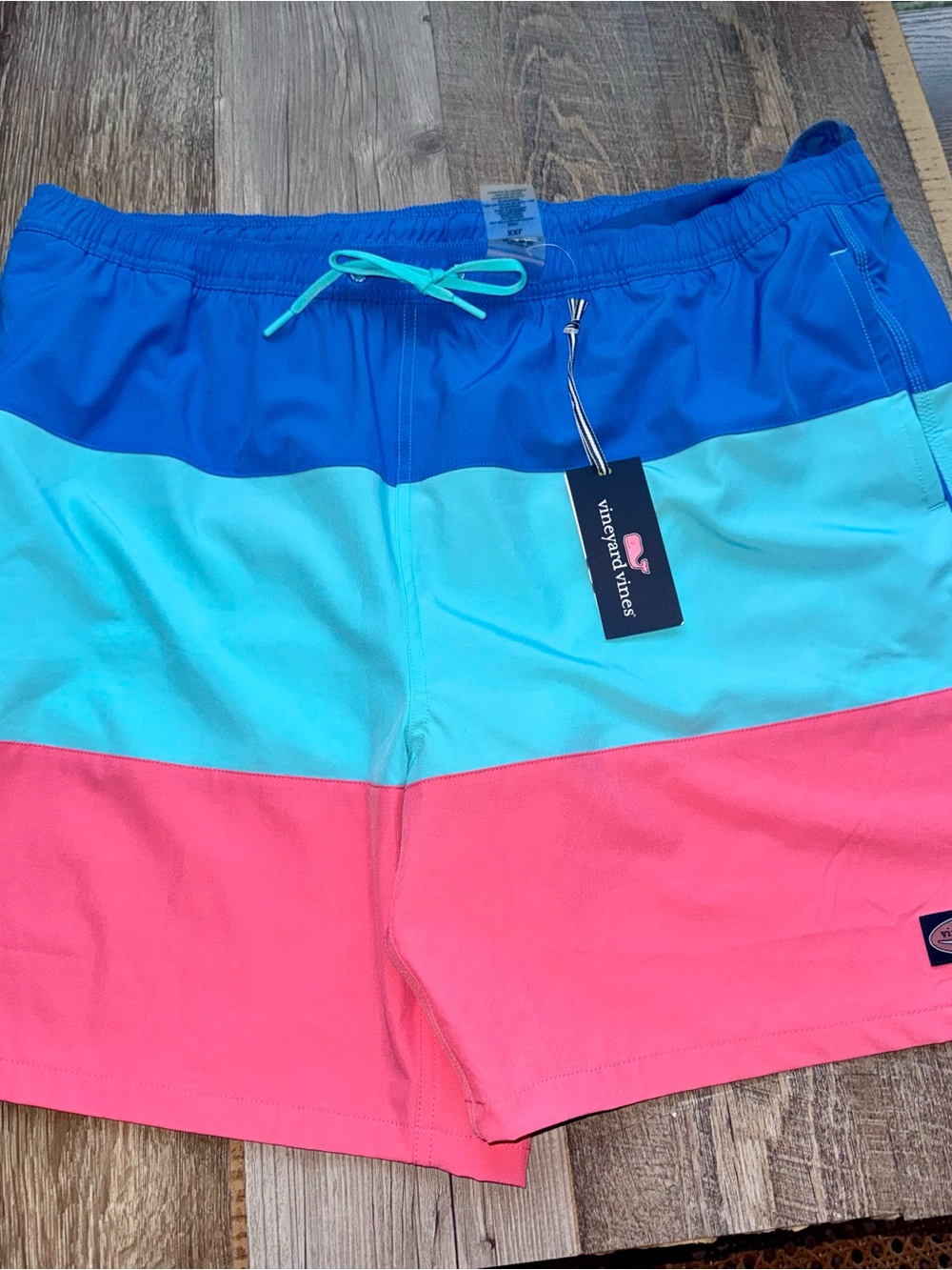 Vineyard Vines Men’s Blue, Turquoise & Pink Block Swim Shorts